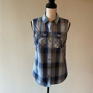 Eddie Bauer sleeveless camp shirt, Size Small